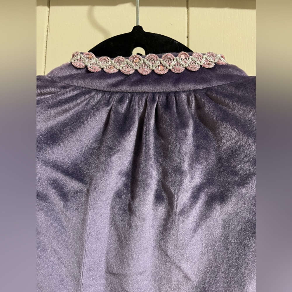 Lucie Ann Beverly Hills Vintage Retro lavender velvet dress pink sparkle M L - Picture 10 of 11